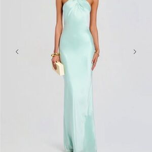 Retrofete Light Green Strapless Maxi Dress